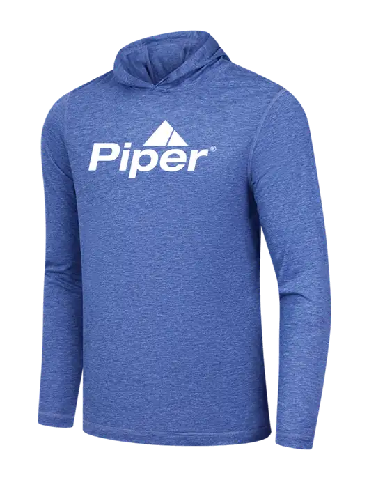Luxury Active Royal Heather Lightweight Tri-Blend Wicking Long Sleeve Hoodie w/Piper Logo