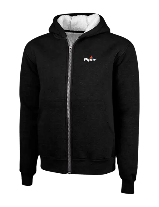 Cornerstone Black Heavyweight Sherpa Lined Hooded Fleece Jacket w/Piper Logo
