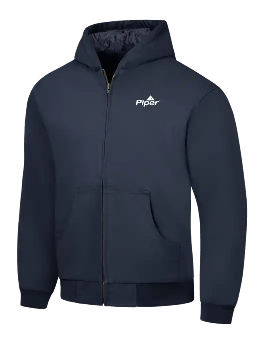 CornerStone Navy Duck Cloth Hooded Work Jacket w/Piper Logo