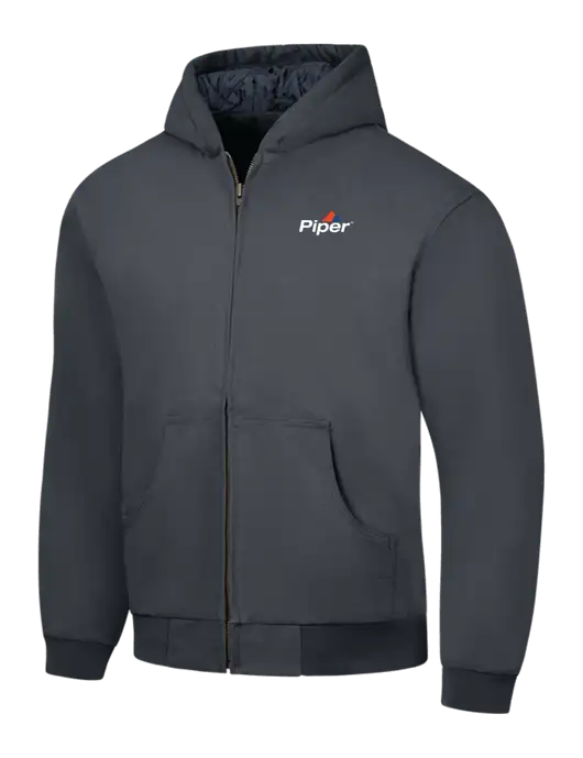 CornerStone Charcoal Duck Cloth Hooded Work Jacket w/Piper Logo