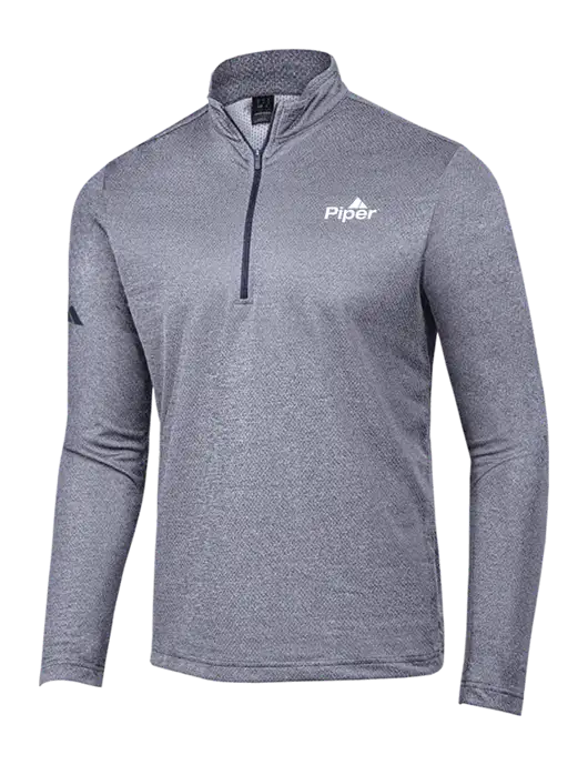 Adidas Navy Melange Space Dyed Quarter-Zip Pullover w/Piper Logo