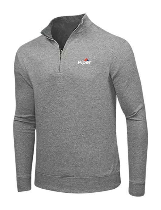 Medium Heather Grey/Charcoal Heather Interlock 1/4 Zip w/Piper Logo