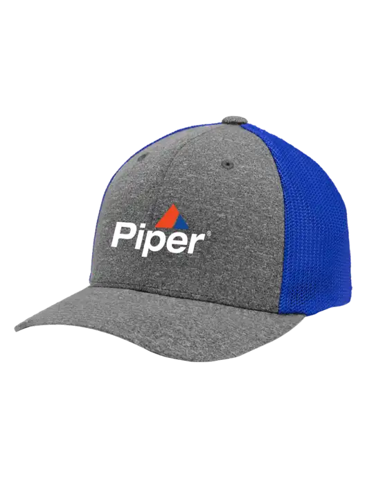 Flexfit Royal/Medium Grey Heather Melange Mesh Back Trucker Cap w/Piper Logo