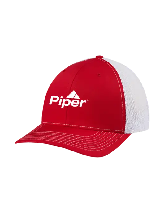 Richardson Adjustable Snapback Original 112 Trucker Cap Red w/White Mesh w/Piper Logo