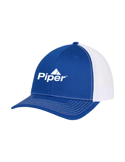 Richardson Adjustable Snapback Original 112 Trucker Cap Royal w/White Mesh w/Piper Logo