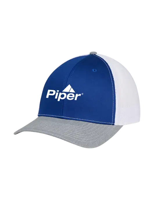 Richardson Adjustable Snapback Original 112 Trucker Cap Royal/HeatherGrey/White Mesh w/Piper Logo