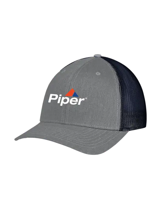 Richardson Adjustable Snapback Original 112 Trucker Cap Heather Grey w/Navy Mesh w/Piper Logo