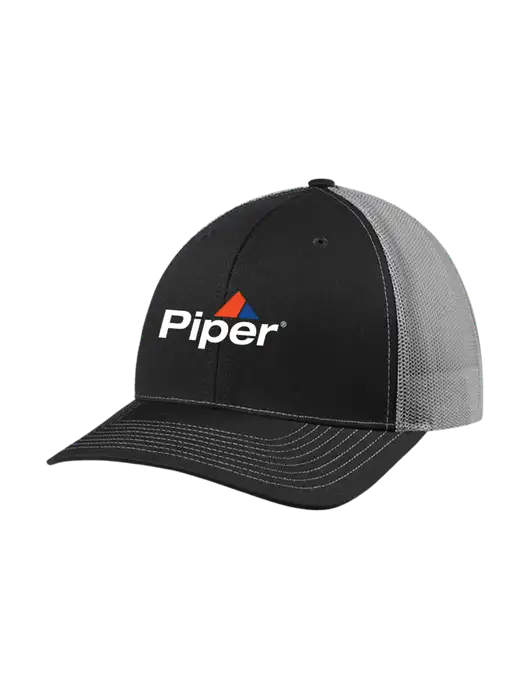 Richardson Adjustable Snapback Original 112 Trucker Cap Black w/Charcoal Mesh w/Piper Logo