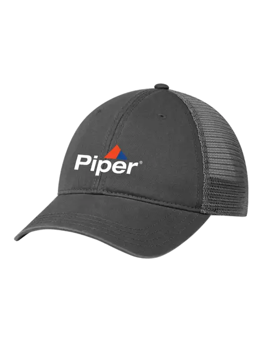 Richardson 111 Garment Washed Trucker Cap Charcoal w/Charcoal Mesh w/Piper Logo