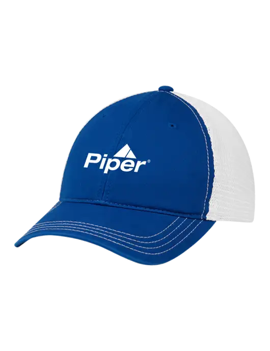 Richardson 111 Garment Washed Trucker Cap Royal w/White Mesh w/Piper Logo