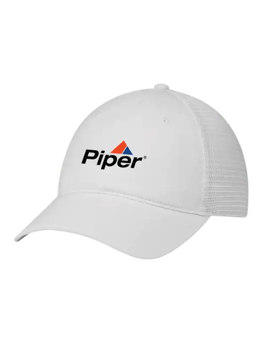 Richardson 111 Garment Washed Trucker Cap White w/White Mesh w/Piper Logo
