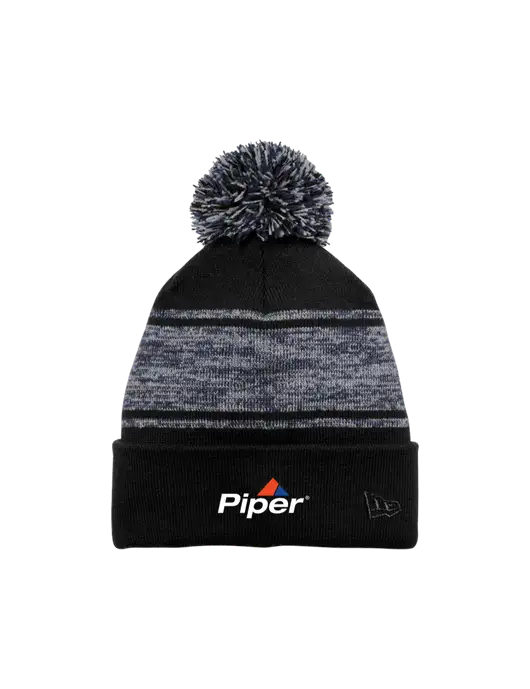 New Era Black/Navy Knit Chilled Pom Beanie w/Piper Logo