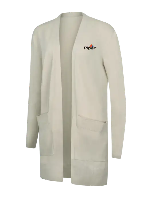 Mercer+Mettle Womens Ivory Open Front Cardigan Sweater w/Piper Logo