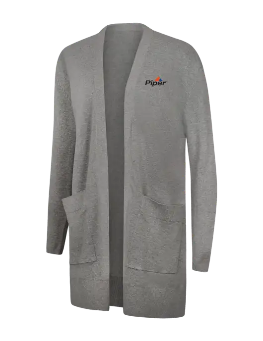 Mercer+Mettle Womens Light Grey Heather Open Front Cardigan Sweater w/Piper Logo