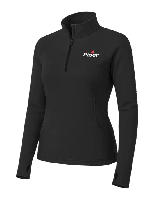 Charcoal Grey Womens Sport Wick Stretch 1/4 Zip Pullover w/Piper Logo