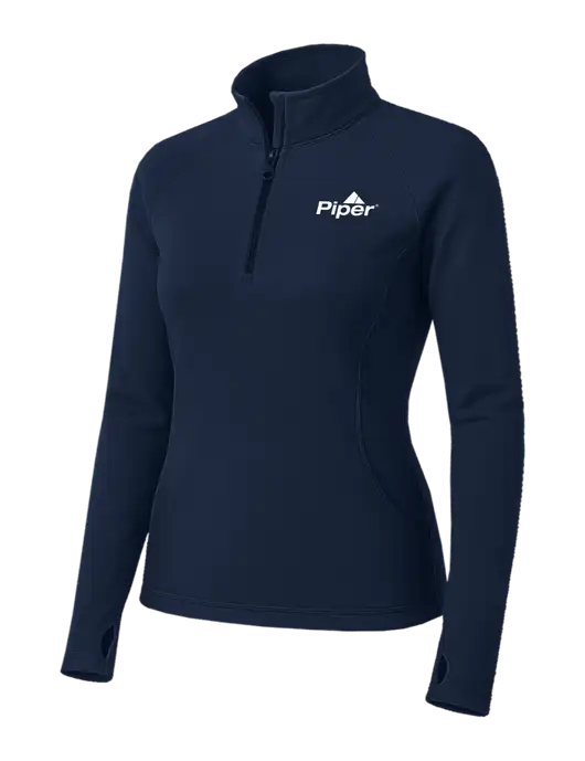 Navy Womens Sport Wick Stretch 1/4 Zip Pullover w/Piper Logo