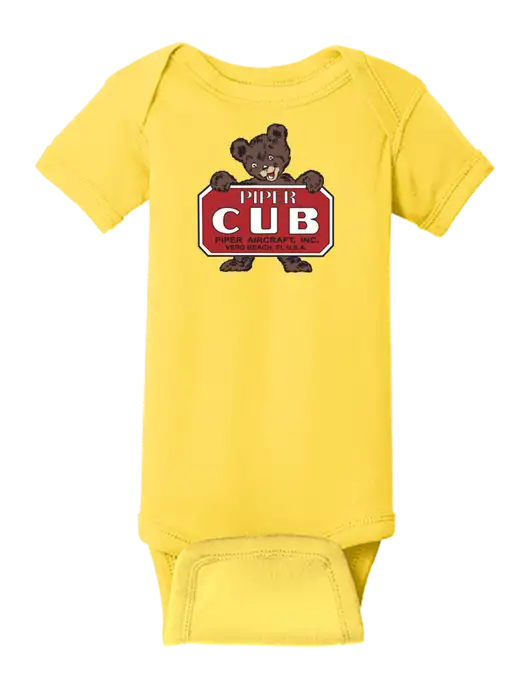 Rabbit Skins Yellow Infant Short Sleeve Baby Rib Bodysuit w/Piper Cub Logo