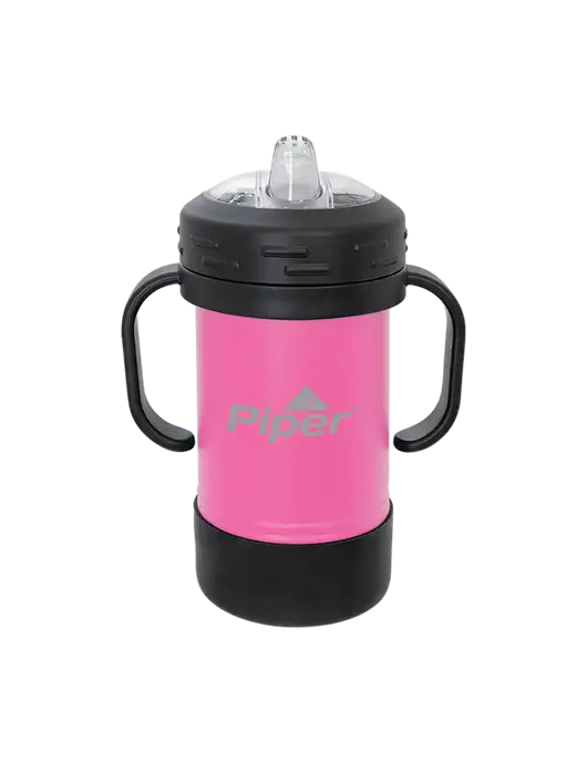 Polar Camel 10 oz Powder Coated Pink Sippy Cup w/Piper Logo
