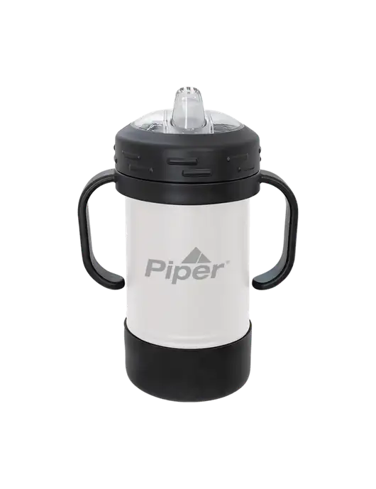 Polar Camel 10 oz Powder Coated White Sippy Cup w/Piper Logo