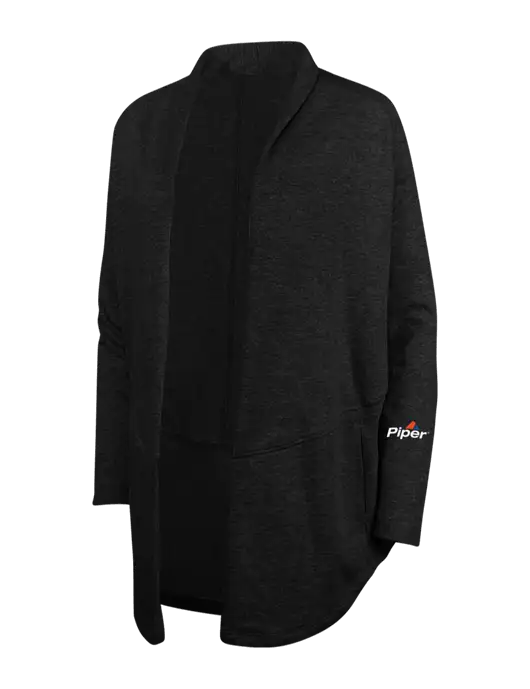 Deep Black/Charcoal Heather Womens Interlock Cardigan w/Piper Logo