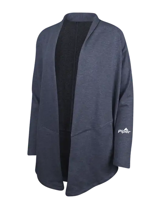 Estate Blue Heather/Charcoal Heather Womens Interlock Cardigan w/Piper Logo