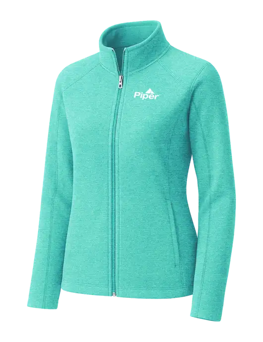 Aqua Green Womens Heather Microfleece Full-Zip Jacket w/Piper Logo