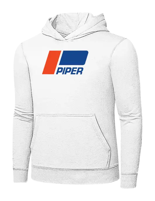 White 7.8 oz Ring Spun Hooded Sweatshirt w/Piper Classic Logo