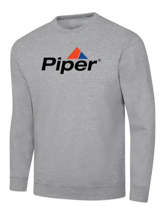 Light Grey Heather 7.8 oz Ring Spun Crew Sweatshirt w/Piper Logo