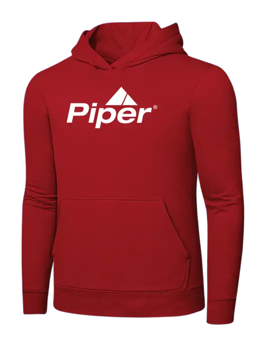 Bright Red 8.5 oz Ring Spun Hooded Sweatshirt w/Piper Logo