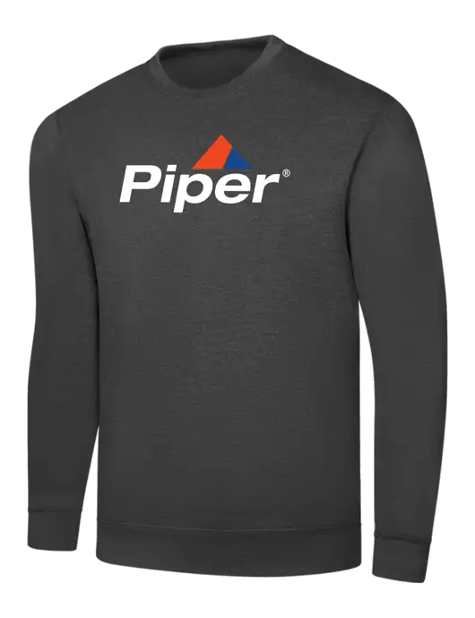 Dark Heather Grey 7.8 oz Ring Spun Crew Sweatshirt w/Piper Logo