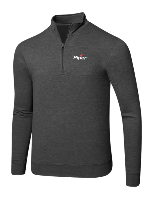 Dark Heather Grey 8.5 oz Ring Spun 1/4 Zip Pullover Sweatshirt w/Piper Logo