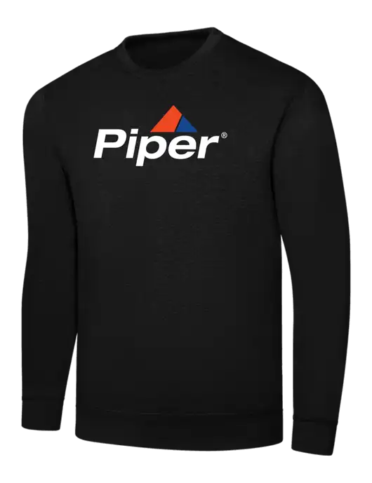 Black 7.8 oz Ring Spun Crew Sweatshirt w/Piper Logo