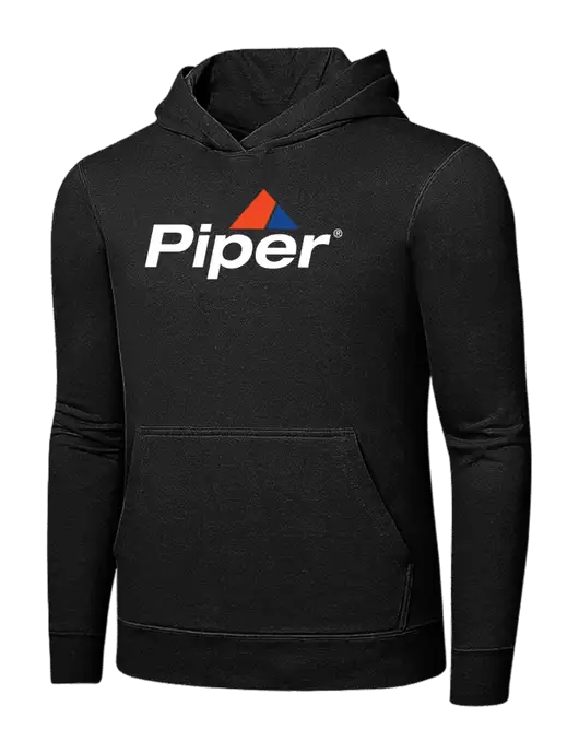 Jet Black 7.8 oz Ring Spun Hooded Sweatshirt w/Piper Logo