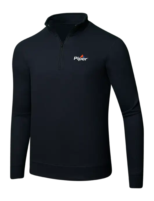 Jet Black 8.5 oz Ring Spun 1/4 Zip Pullover Sweatshirt w/Piper Logo