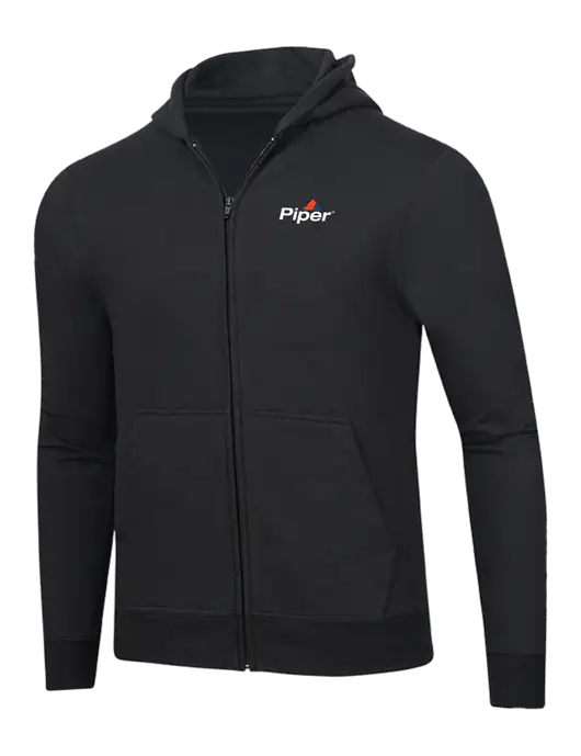 Jet Black 8.5 oz Ring Spun Zip Hooded Sweatshirt w/Piper Logo