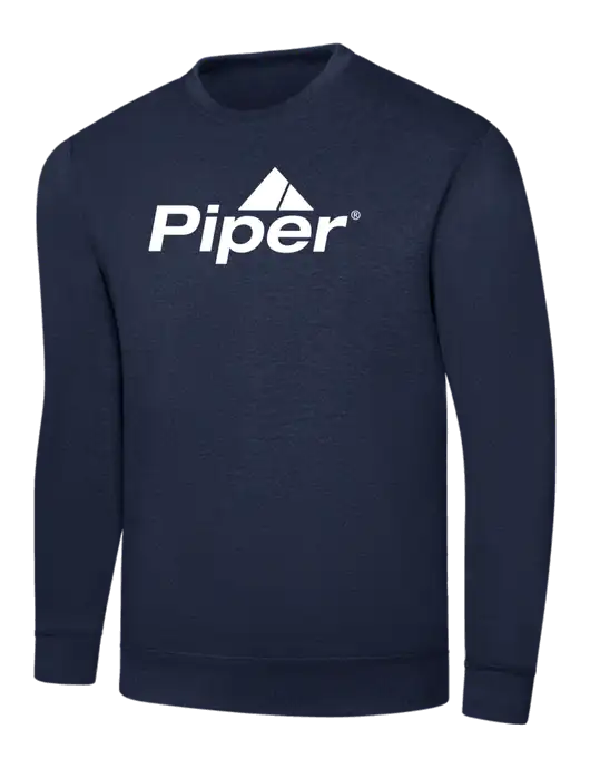 Navy 7.8 oz Ring Spun Crew Sweatshirt w/Piper Logo