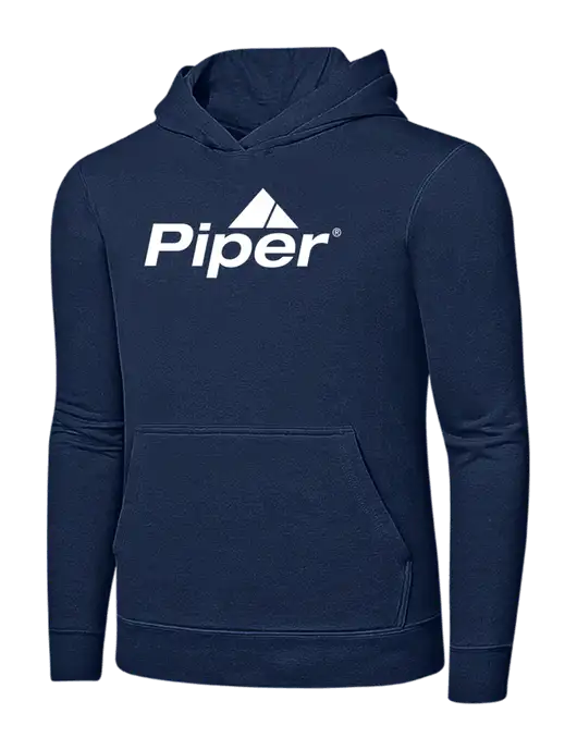 Navy 7.8 oz Ring Spun Hooded Sweatshirt w/Piper Logo