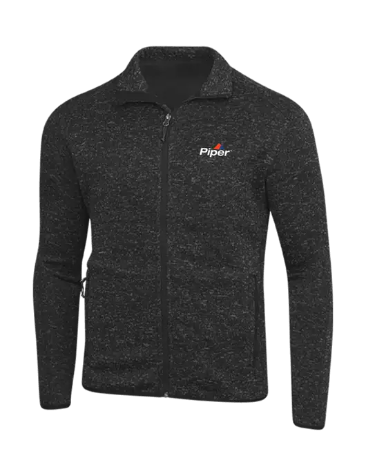 Black Heather Sweater Fleece Jacket w/Piper Logo