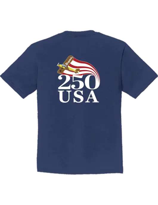 Youth Ring Spun Navy 4.5 oz T-Shirt w/250 USA Design Logo, Piper Team Logo