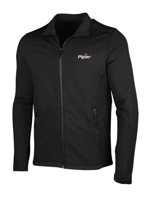 Deep Black Grid Fleece Jacket w/Piper Logo