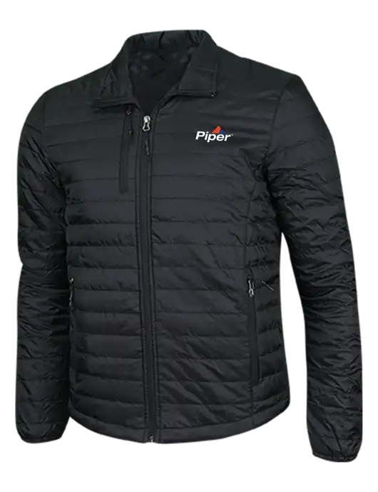Deep Black Puffy Packable Jacket w/Piper Logo