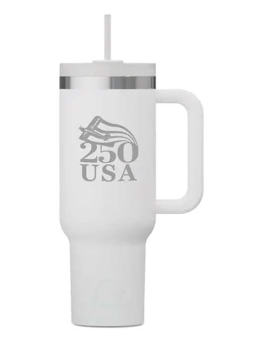 RTIC Road Trip 40 oz White Tumbler  w/250 USA Design Logo, Piper Team Logo