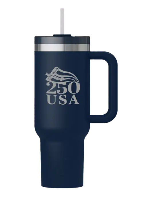 RTIC Road Trip 40 oz Navy Tumbler  w/250 USA Design Logo, Piper Team Logo