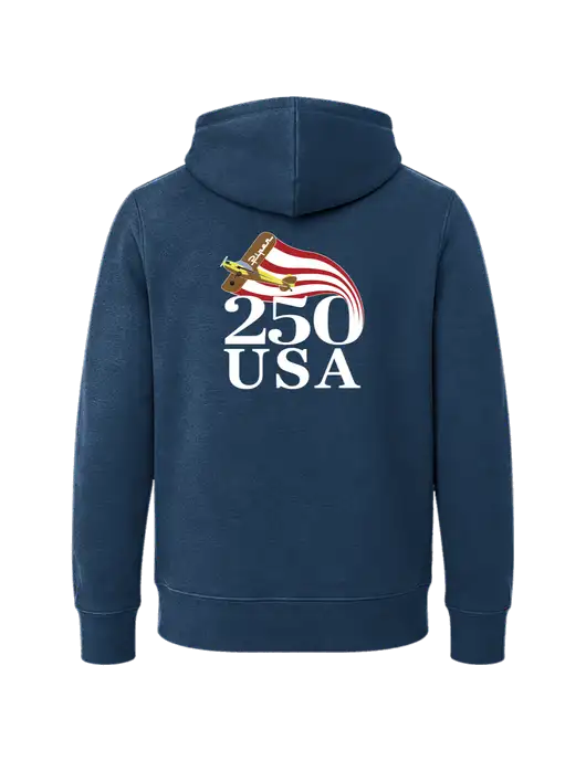 Youth Navy 7.8 oz Pullover Hooded Sweatshirt w/250 USA Design Logo, Piper Team Logo