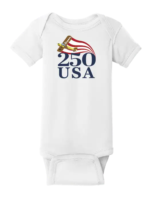 Rabbit Skins White Infant Short Sleeve Baby Rib Bodysuit w/250 USA Design Logo, Piper Team Logo