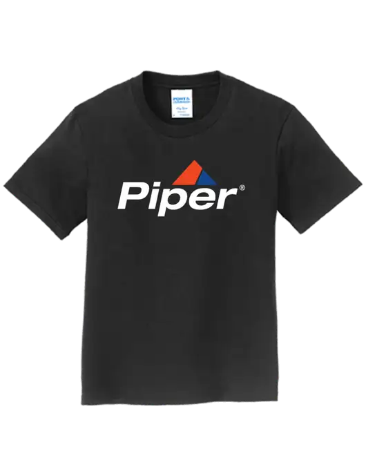 Youth Ring Spun Jet Black 4.5 oz T-Shirt w/Piper Logo