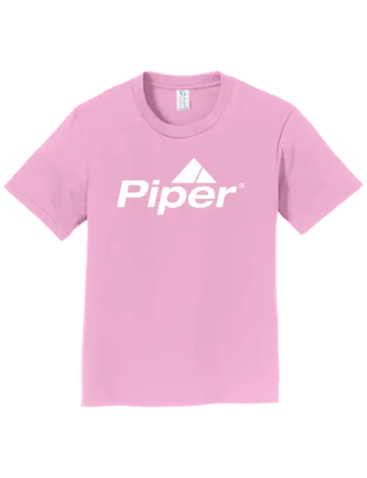 Youth Ring Spun Candy Pink 4.5 oz T-Shirt w/Piper Logo