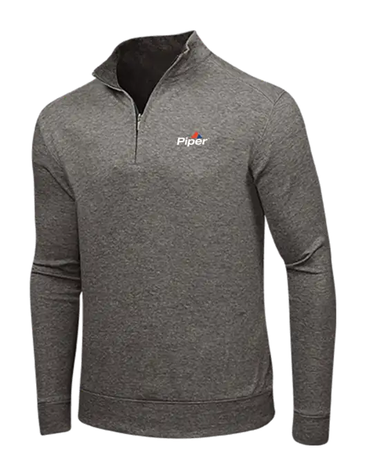 Charcoal Heather/Medium Heather Grey Interlock 1/4 Zip w/Piper Logo