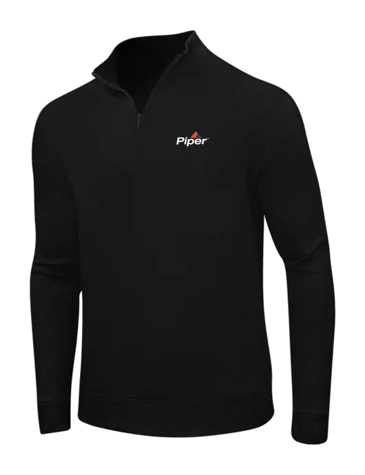 Deep Black/Charcoal Heather Interlock 1/4 Zip w/Piper Logo