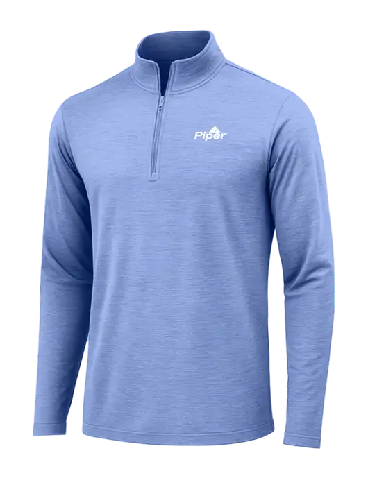 True Royal Heather Posicharge Tri-Blend Wicking 1/4 Zip Pullover w/Piper Logo